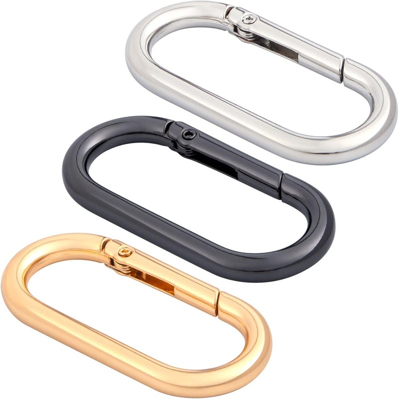 STSTR 3pcs Oval Spring Ring Clips, Metal Keyring Purse Clip, Heavy Duty Opening O Ring Carabiner for Keychains,Backpacks, Keys - Image 1
